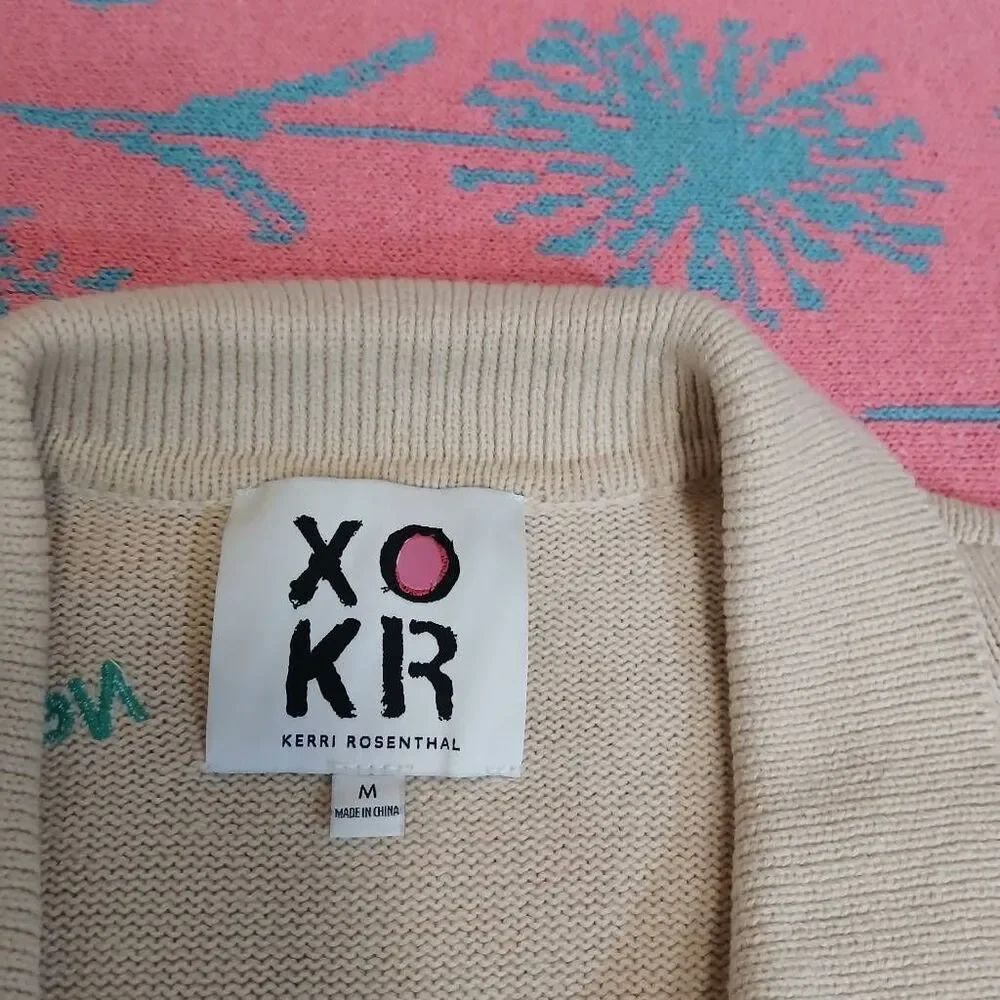 Keri Rosenthal womens medium boxy sweater patchwork nature cotton spring summer